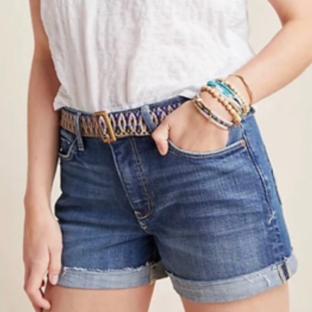 Anthropologie {Pilcro} Cuffed Button Fly High-Rise Denim Shorts sz 26